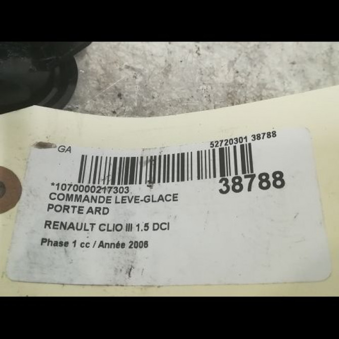 Commande leve-glace porte arrière droite occasion RENAULT CLIO III Phase 1 09-2005->03-2009 1.5 DCI 85ch 8200214936 3