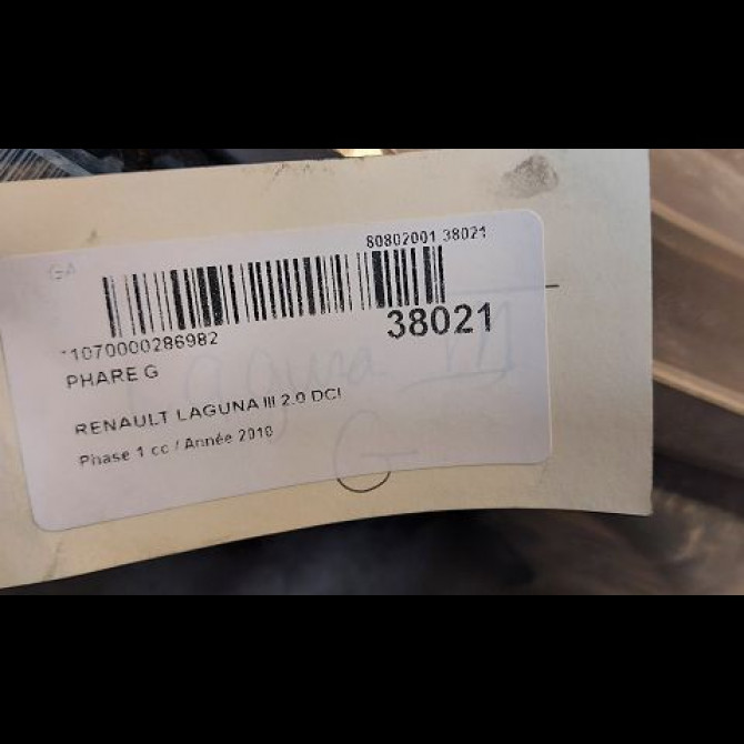 Phare gauche occasion RENAULT LAGUNA III Phase 1 10-2007->10-2010 1.5 DCI 260600074R 3
