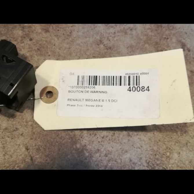 Bouton de warning occasion RENAULT MEGANE III Phase 3 10-2013->... 1.5 DCI 110ch 252100502R 2