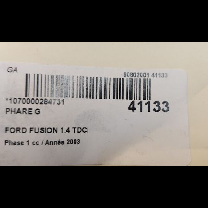 Phare gauche occasion FORD FUSION Phase 1 09-2002->10-2005 1.4 TDCI 3