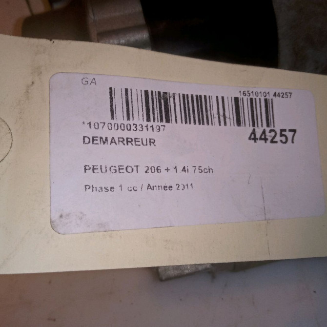 Démarreur occasion PEUGEOT 206 + Phase 1 03-2009->05-2013 1.4i 75ch 6