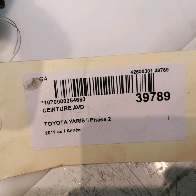 Ceinture avant droite occasion TOYOTA YARIS II Phase 2 01-2009->05-2011 732100D200C1 5
