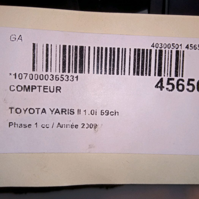 Compteur occasion TOYOTA YARIS II Phase 1 12-2005->11-2009 1.0i 69ch 838000DJ00 6