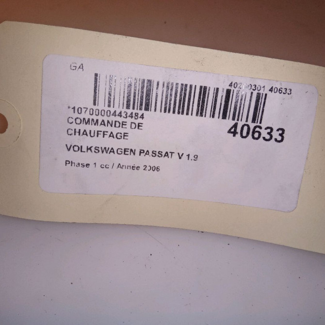 Commande de chauffage occasion VOLKSWAGEN PASSAT V Phase 1 03-2005->10-2010 1.9 TDI 105ch 4