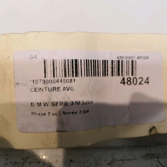 Ceinture avant gauche occasion B.M.W. SERIE 3 IV Phase 2 09-2001->03-2005 320d 72118236239 5