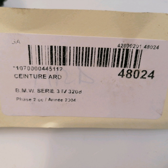 Ceinture arrière droite occasion B.M.W. SERIE 3 IV Phase 2 09-2001->03-2005 320d 72118202591 5