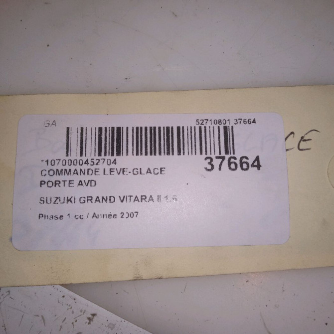 Commande lève-glace porte avant droite occasion SUZUKI GRAND VITARA II Phase 1 09-2005->09-2009 1.6 VVT 106ch 3799562J00 5