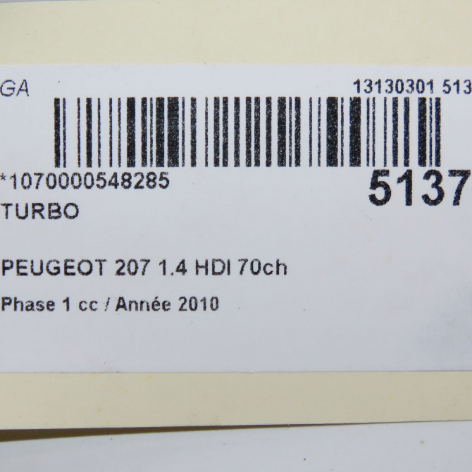 Turbo occasion PEUGEOT 207 Phase 1 04-2006->06-2013 1.4 HDI 70ch 375G9 8