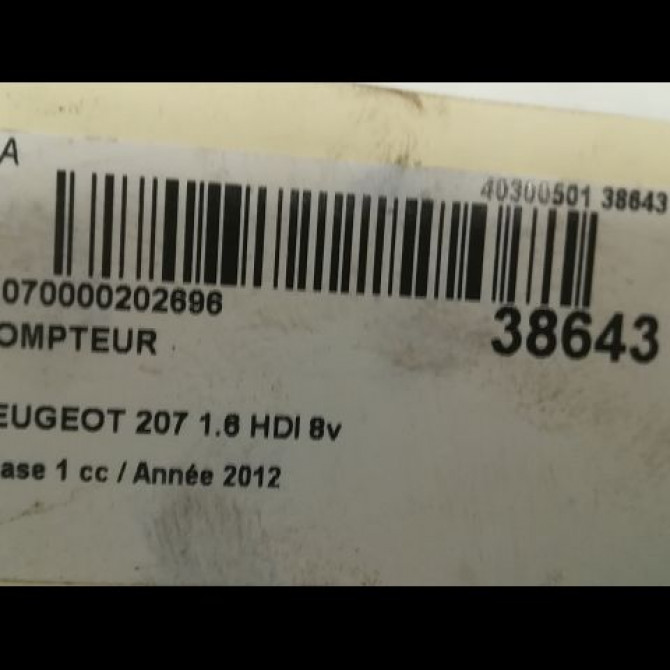 Compteur occasion PEUGEOT 207 Phase 1 04-2006->06-2013 1.6 HDI 8v 92ch 6103JL 3