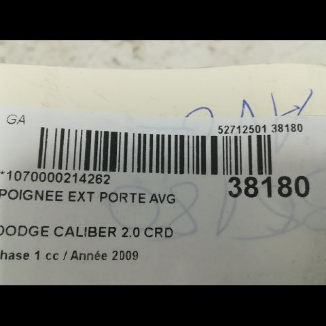 Poignee ext porte avg occasion DODGE CALIBER Phase 1 06-2006->... 2.0 CRD 3