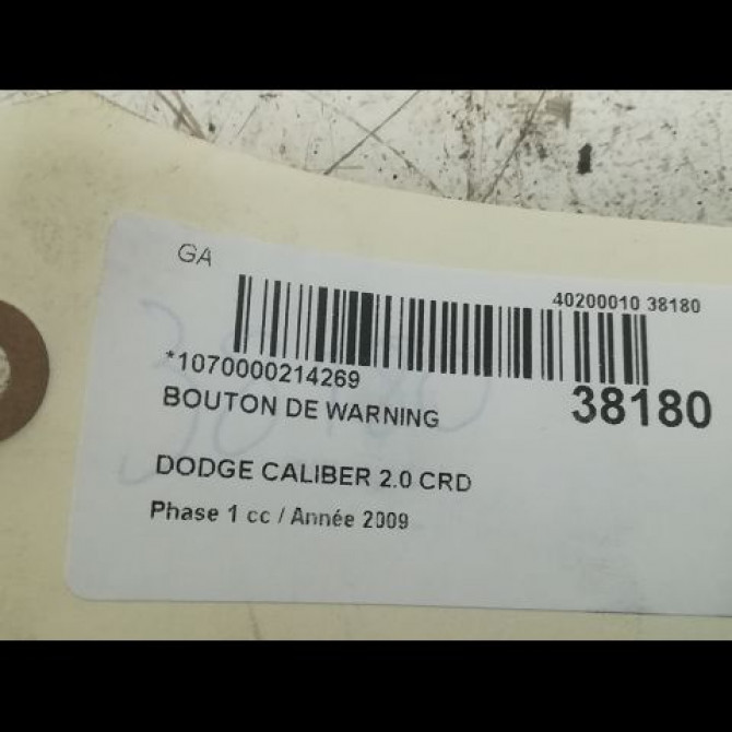 Bouton de warning occasion DODGE CALIBER Phase 1 06-2006->... 2.0 CRD 3