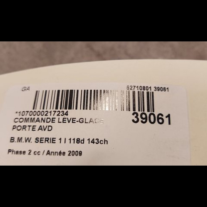 Commande lève-glace porte avant droite occasion B.M.W. SERIE 1 I Phase 2 01-2007->07-2011 118d 143ch 3