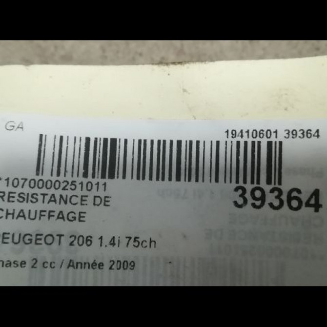 Resistance de chauffage occasion PEUGEOT 206 Phase 2 02-2003->02-2009 1.4i 75ch 6450EN 3