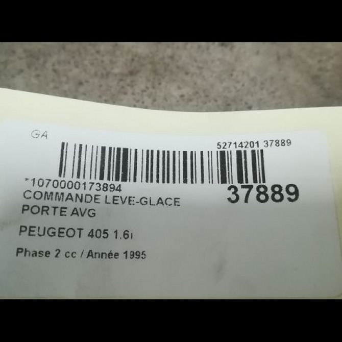 Commande lève-glace porte avant gauche occasion PEUGEOT 405 Phase 2 07-1992->06-1996 1.6i 6552V0 3
