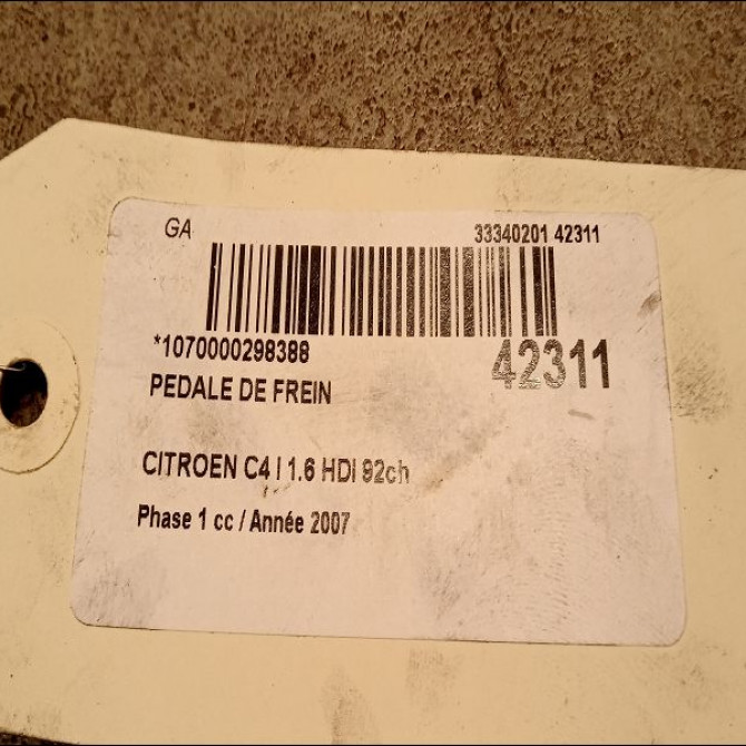 Pedale de frein occasion CITROEN C4 I Phase 1 11-2004->07-2008 1.6 HDI 92ch 2