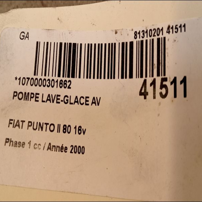 Pompe lave-glace avant occasion FIAT PUNTO II Phase 1 10-1999->05-2003 80 16v 71719636 3