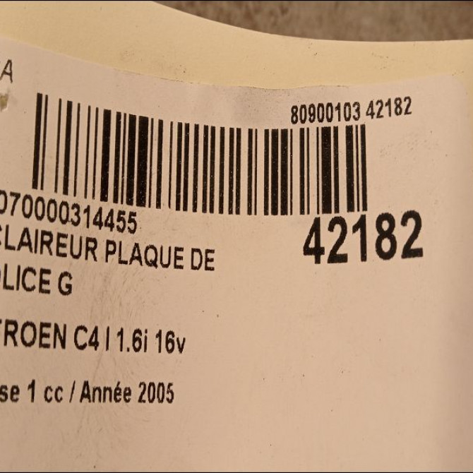 Eclaireur plaque de police g occasion CITROEN C4 I Phase 1 11-2004->07-2008 1.6i 16v 6340G9 2