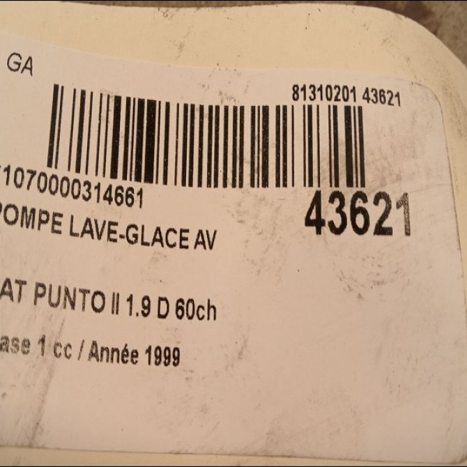 Pompe lave-glace avant occasion FIAT PUNTO II Phase 1 10-1999->05-2003 1.9 D 60ch 71719636 3