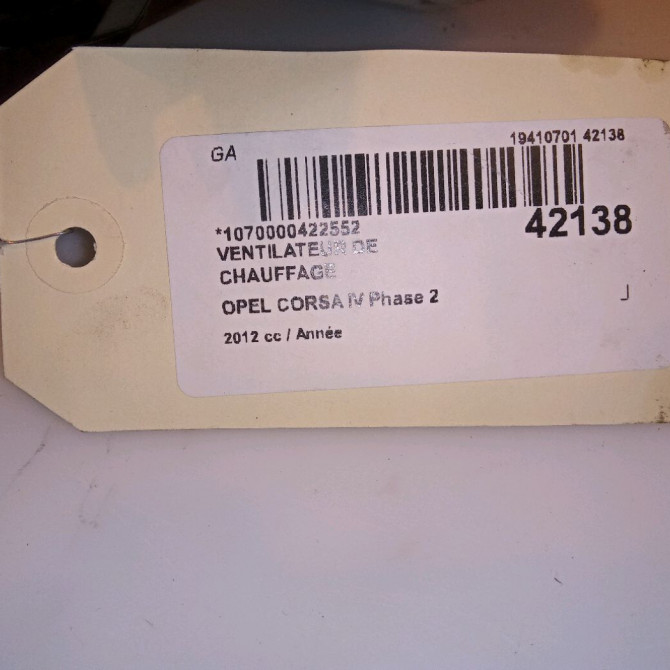 Ventilateur de chauffage occasion OPEL CORSA IV Phase 2 01-2011->03-2015 13335075 5