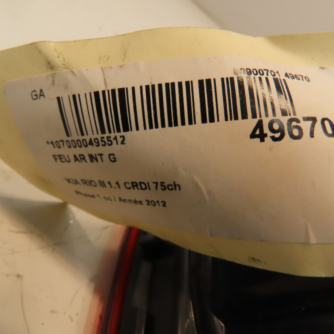 Feu arrière interieur gauche occasion KIA RIO III Phase 1 06-2011->... 1.1 CRDI 75ch 924301W200 4