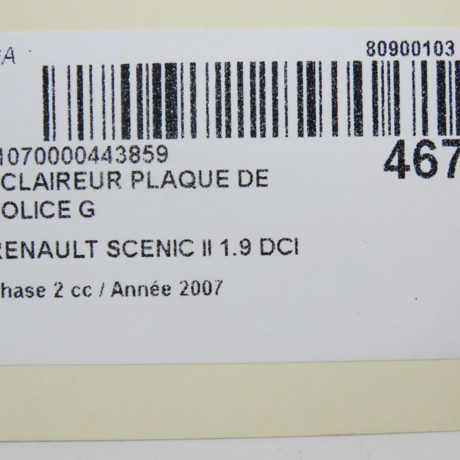 Eclaireur plaque de police g occasion RENAULT SCENIC II Phase 2 09-2006->04-2009 1.9 DCI 130ch 8200013577 5