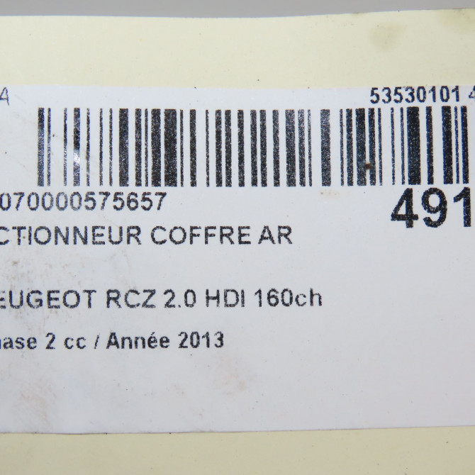 Actionneur coffre ar occasion PEUGEOT RCZ Phase 2 09-2012->... 2.0 HDI 160ch 5