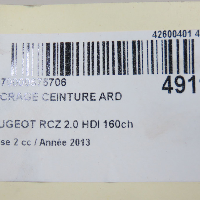 Ancrage ceinture arrière droit occasion PEUGEOT RCZ Phase 2 09-2012->... 2.0 HDI 160ch 8976A1 6