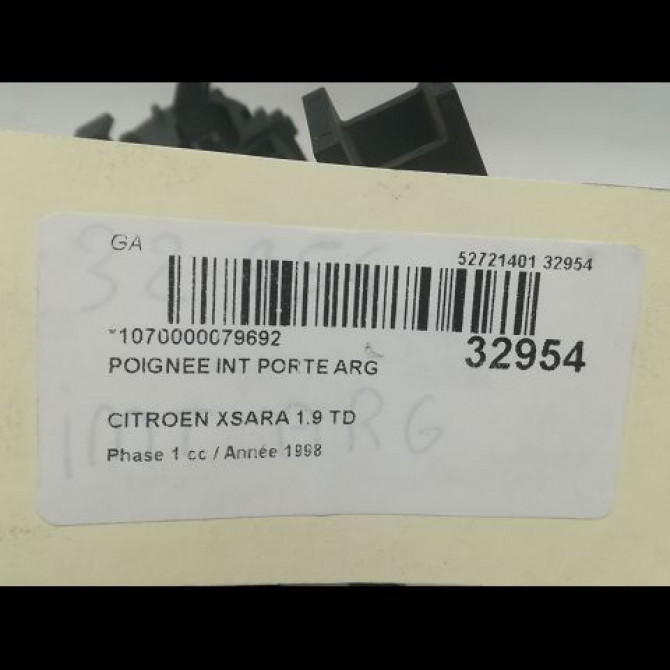 Poignee int porte arg occasion CITROEN XSARA Phase 1 02-1998->09-2000 1.9 TD 9143A1 3