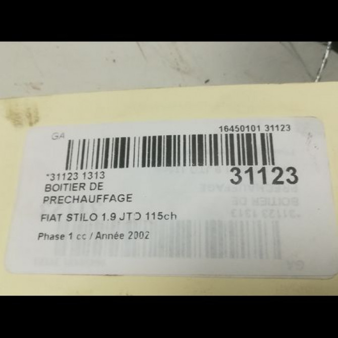 Boitier de préchauffage occasion FIAT STILO Phase 1 10-2001->09-2007 1.9 JTD 115ch 51888255 4