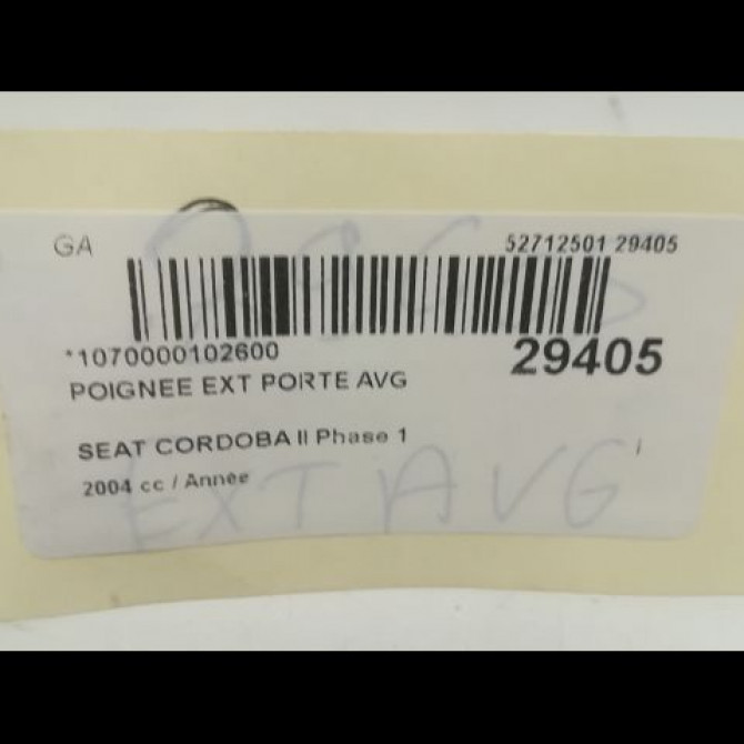 Poignee ext porte avg occasion SEAT CORDOBA II Phase 1 10-2002->05-2009 3B0837207F3FZ 3