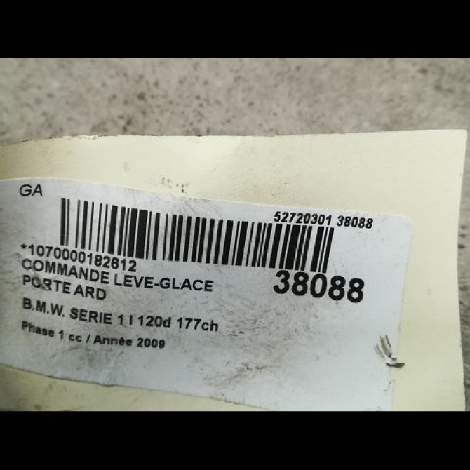 Commande leve-glace porte arrière droite occasion B.M.W. SERIE 1 I Phase 1 01-2007->07-2011 120d 177ch 61316945874 3