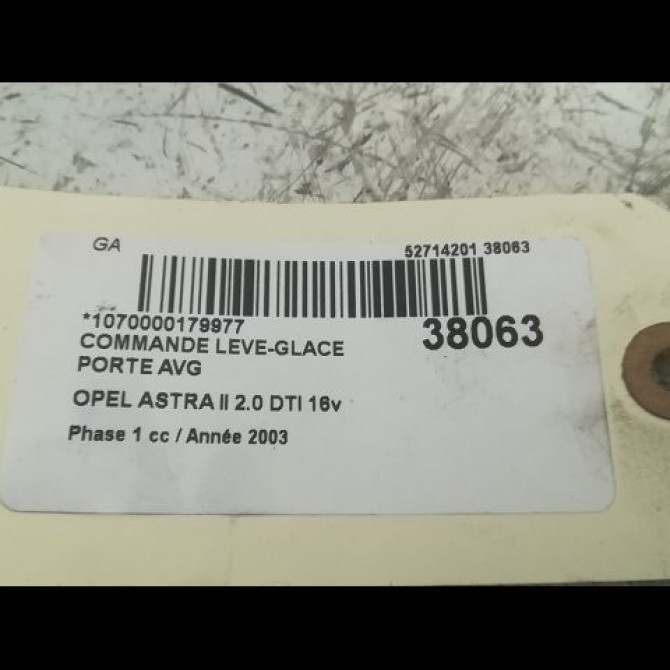 Commande lève-glace porte avant gauche occasion OPEL ASTRA II Phase 1 04-1998->09-2004 2.0 DTI 16v 100ch 9100301 3