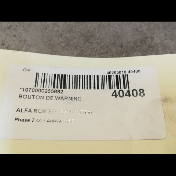 Bouton de warning occasion ALFA ROMEO 147 Phase 2 09-2004->10-2010 1.9 JTDm 120ch 2
