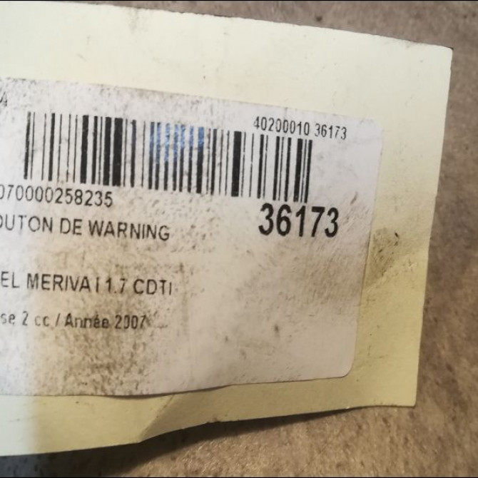 Bouton de warning occasion OPEL MERIVA I Phase 2 01-2006->09-2010 1.7 CDTI 100ch 13268422 2