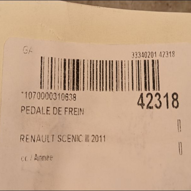 Pedale de frein occasion RENAULT SCENIC III 465010016R 2