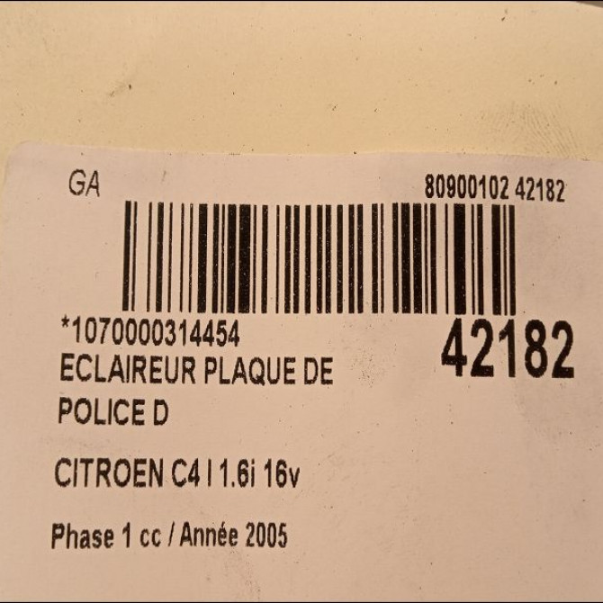 Eclaireur plaque de police d occasion CITROEN C4 I Phase 1 11-2004->07-2008 1.6i 16v 6340G9 2