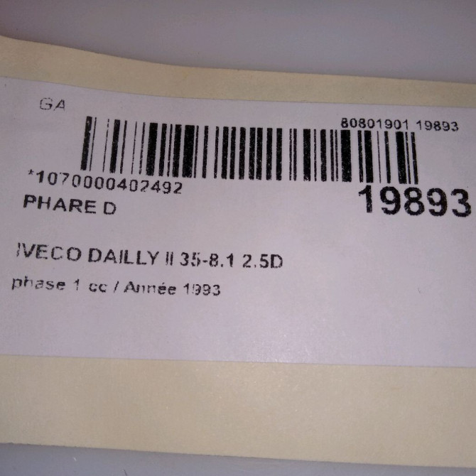 Phare droit occasion IVECO DAILLY II Phase 1 04-1995->04-1999 35-8.1 2.5D 4
