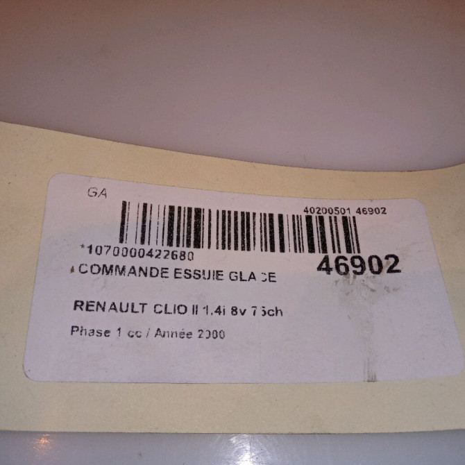 Commande essuie glace occasion RENAULT CLIO II Phase 1 03-1998->06-2001 1.4i 8v 75ch 4