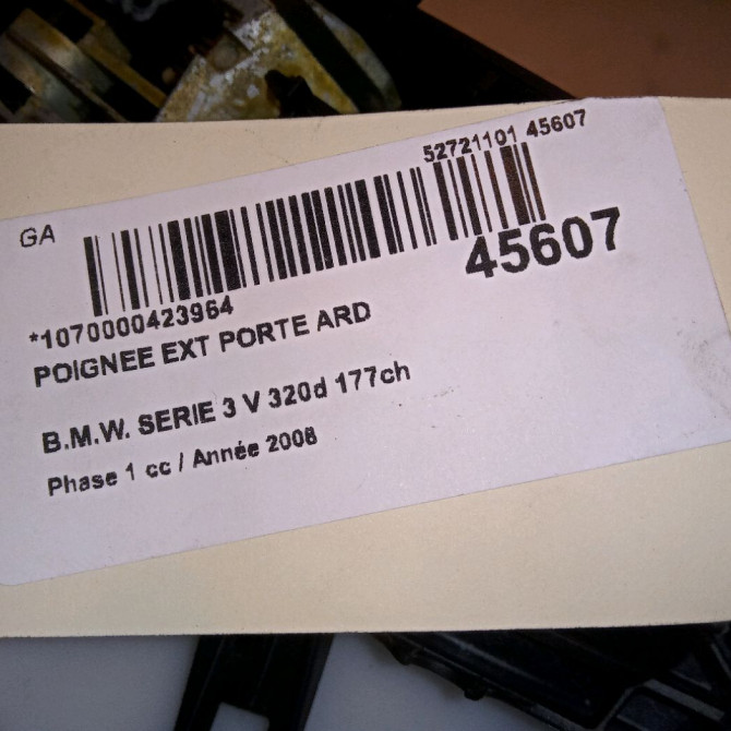 Poignee ext porte ard occasion B.M.W. SERIE 3 V Phase 1 03-2005->09-2008 320d 177ch 51217207562 4