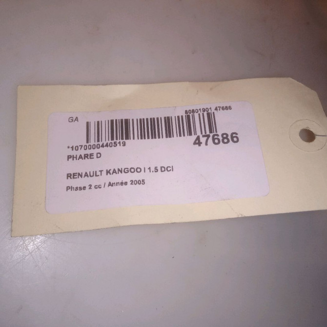 Phare droit occasion RENAULT KANGOO I Phase 2 03-2003->06-2010 1.5 DCI 65ch 260101934R 4
