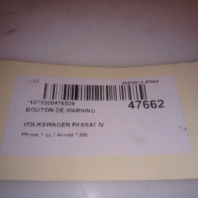 Bouton de warning occasion VOLKSWAGEN PASSAT IV Phase 1 10-1996->10-2000 1.9 TDI 90ch 3B0953235E01C 4