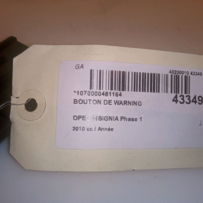 Bouton de warning occasion OPEL INSIGNIA Phase 1 01-2009->03-2013 4