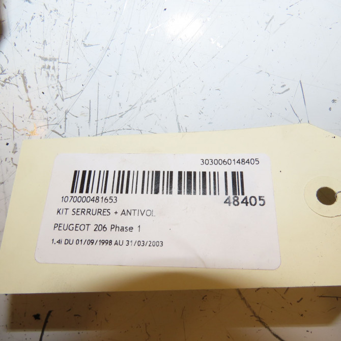 Kit serrures + antivol occasion PEUGEOT 206 Phase 1 09-1998->03-2009 1.4i 1692330580 5
