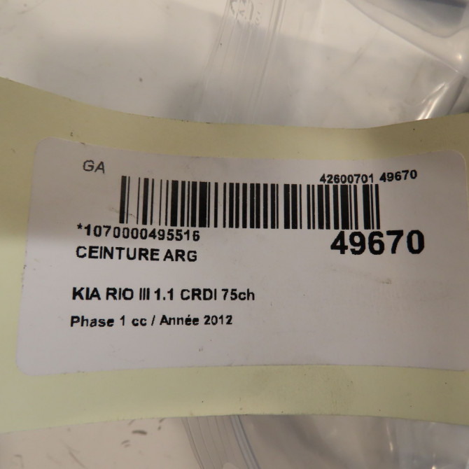 Ceinture arrière gauche occasion KIA RIO III Phase 1 06-2011->... 1.1 CRDI 75ch 898101W100HCS 4