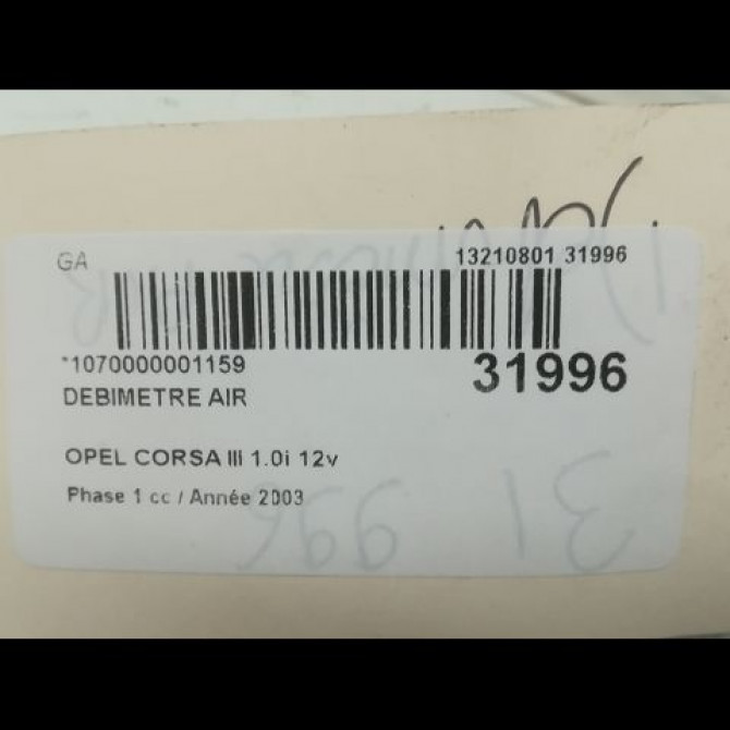Debimetre air occasion OPEL CORSA III Phase 1 10-2000->08-2003 1.0i 12v 9193149 4