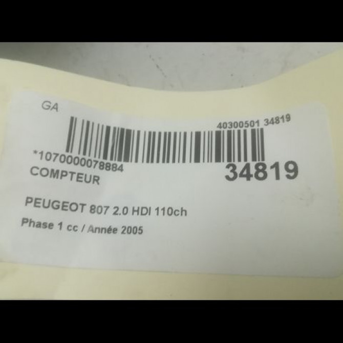 Compteur occasion PEUGEOT 807 Phase 1 06-2002->12-2014 2.0 HDI 110ch 610595 3