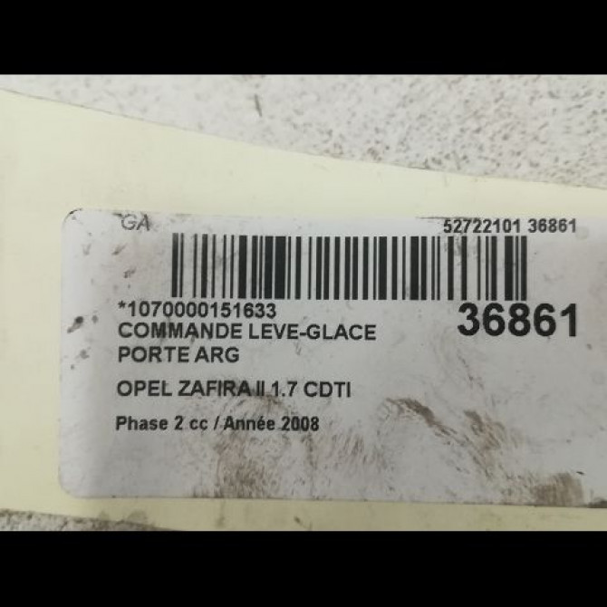 Commande leve-glace porte arrière gauche occasion OPEL ZAFIRA II Phase 2 01-2008->12-2014 1.7 CDTI 125ch 13228882 3