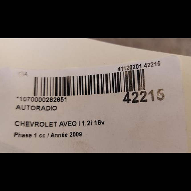 Autoradio occasion CHEVROLET AVEO I Phase 1 05-2008->12-2011 1.2i 16v 3