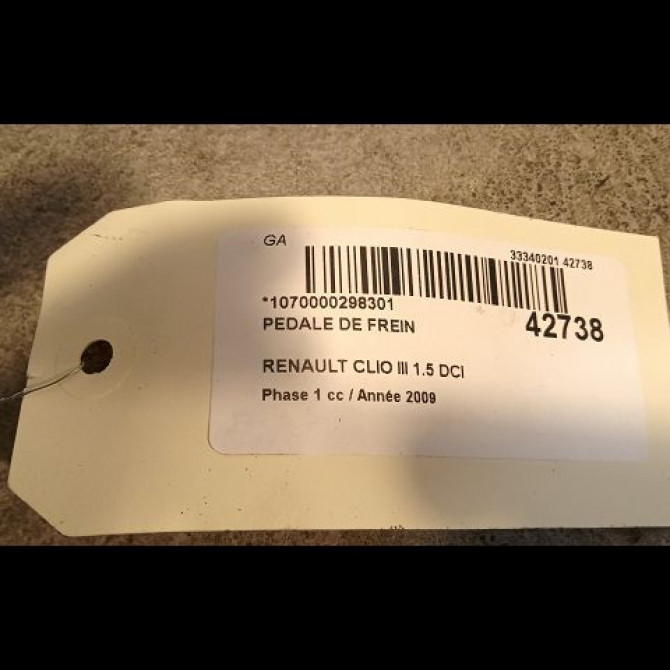 Pedale de frein occasion RENAULT CLIO III Phase 1 09-2005->03-2009 1.5 DCI 85ch 8200740595 2
