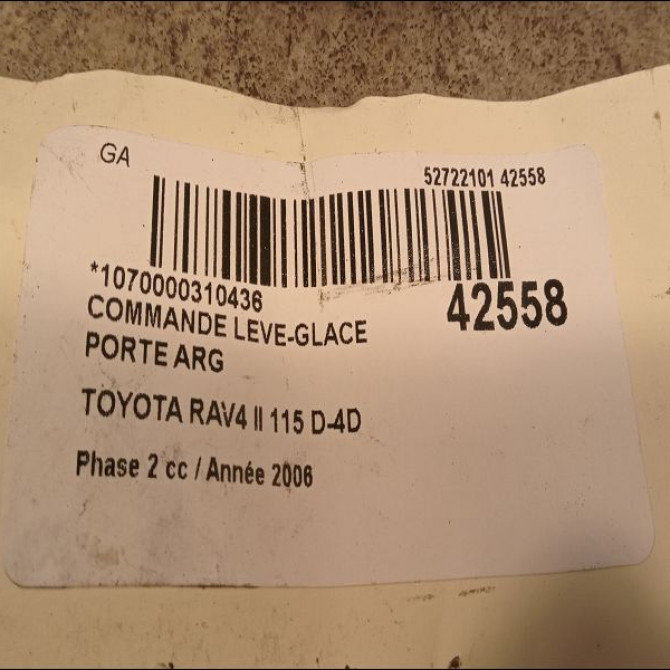 Commande leve-glace porte arrière gauche occasion TOYOTA RAV4 II Phase 2 10-2003->12-2005 115 D-4D 3